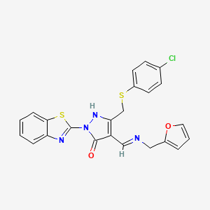 B3559943 2-(1,3-benzothiazol-2-yl)-5-{[(4-chlorophenyl)thio]methyl}-4-{[(2-furylmethyl)amino]methylene}-2,4-dihydro-3H-pyrazol-3-one CAS No. 5923-61-5