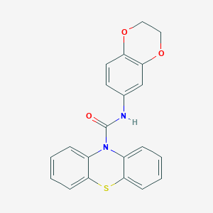 molecular formula C21H16N2O3S B3560445 N-(2,3-dihydro-1,4-benzodioxin-6-yl)-10H-phenothiazine-10-carboxamide 