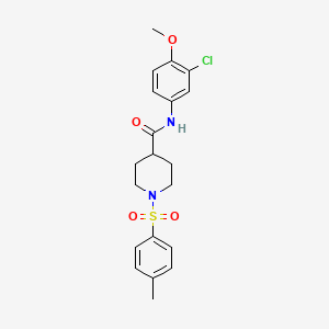 molecular formula C20H23ClN2O4S B3560529 N-(3-CHLORO-4-METHOXYPHENYL)-1-(4-METHYLBENZENESULFONYL)PIPERIDINE-4-CARBOXAMIDE 