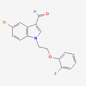 molecular formula C17H13BrFNO2 B3560640 5-bromo-1-[2-(2-fluorophenoxy)ethyl]-1H-indole-3-carbaldehyde 