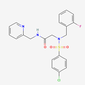 molecular formula C21H19ClFN3O3S B3560677 N~2~-[(4-chlorophenyl)sulfonyl]-N~2~-(2-fluorobenzyl)-N-(pyridin-2-ylmethyl)glycinamide 