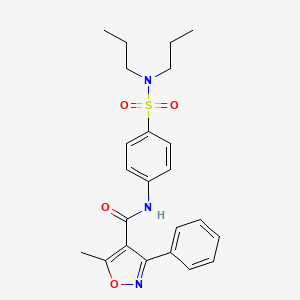molecular formula C23H27N3O4S B3562620 N-[4-(dipropylsulfamoyl)phenyl]-5-methyl-3-phenyl-1,2-oxazole-4-carboxamide 