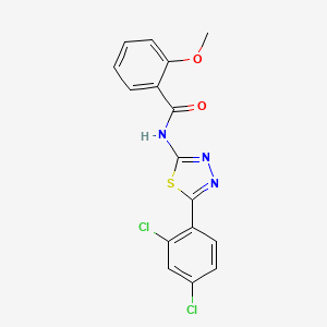 molecular formula C16H11Cl2N3O2S B3562631 N-[5-(2,4-dichlorophenyl)-1,3,4-thiadiazol-2-yl]-2-methoxybenzamide 