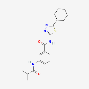 molecular formula C19H24N4O2S B3562967 N-(5-CYCLOHEXYL-1,3,4-THIADIAZOL-2-YL)-3-(2-METHYLPROPANAMIDO)BENZAMIDE 