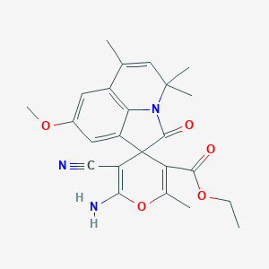 molecular formula C24H25N3O5 B356297 ethyl 6-amino-5-cyano-8'-methoxy-2,4',4',6'-tetramethyl-2'-oxo-4'H-spiro[pyran-4,1'-pyrrolo[3,2,1-ij]quinoline]-3-carboxylate CAS No. 669719-35-1