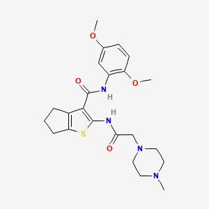molecular formula C23H30N4O4S B3563027 N-(2,5-dimethoxyphenyl)-2-[[2-(4-methylpiperazin-1-yl)acetyl]amino]-5,6-dihydro-4H-cyclopenta[b]thiophene-3-carboxamide 