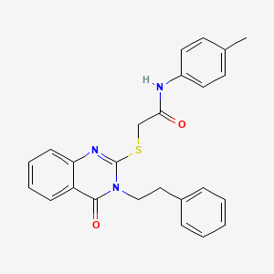 molecular formula C25H23N3O2S B3563030 N-(4-methylphenyl)-2-{[4-oxo-3-(2-phenylethyl)-3,4-dihydro-2-quinazolinyl]thio}acetamide 