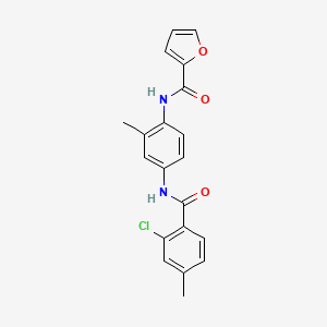 molecular formula C20H17ClN2O3 B3563125 N-(4-{[(2-chloro-4-methylphenyl)carbonyl]amino}-2-methylphenyl)furan-2-carboxamide 