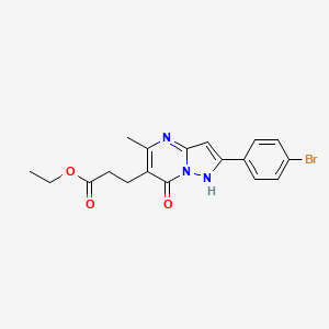molecular formula C18H18BrN3O3 B3563162 ethyl 3-[2-(4-bromophenyl)-5-methyl-7-oxo-1H-pyrazolo[1,5-a]pyrimidin-6-yl]propanoate 