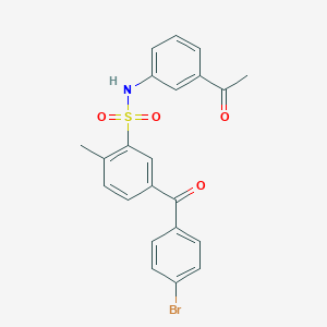 molecular formula C22H18BrNO4S B3563344 N-(3-Acetylphenyl)-5-(4-bromobenzoyl)-2-methylbenzene-1-sulfonamide 