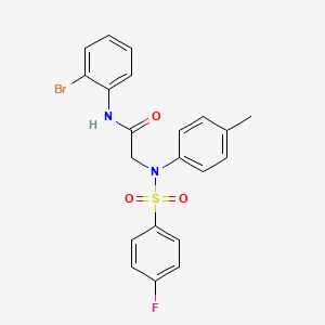 molecular formula C21H18BrFN2O3S B3563435 N~1~-(2-bromophenyl)-N~2~-[(4-fluorophenyl)sulfonyl]-N~2~-(4-methylphenyl)glycinamide 