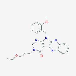 molecular formula C25H25N5O3 B356344 13-(3-ethoxypropyl)-17-[(2-methoxyphenyl)methyl]-2,9,13,15,17-pentazatetracyclo[8.7.0.03,8.011,16]heptadeca-1,3,5,7,9,11(16),14-heptaen-12-one CAS No. 846593-97-3