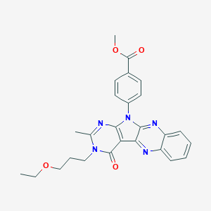molecular formula C26H25N5O4 B356347 methyl 4-[13-(3-ethoxypropyl)-14-methyl-12-oxo-2,9,13,15,17-pentazatetracyclo[8.7.0.03,8.011,16]heptadeca-1,3,5,7,9,11(16),14-heptaen-17-yl]benzoate CAS No. 848730-86-9