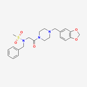 molecular formula C22H27N3O5S B3563480 N-{2-[4-(1,3-benzodioxol-5-ylmethyl)piperazin-1-yl]-2-oxoethyl}-N-benzylmethanesulfonamide 