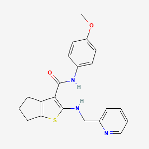 molecular formula C21H21N3O2S B3563488 N-(4-METHOXYPHENYL)-2-{[(PYRIDIN-2-YL)METHYL]AMINO}-4H,5H,6H-CYCLOPENTA[B]THIOPHENE-3-CARBOXAMIDE 