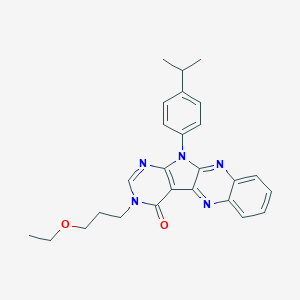 molecular formula C26H27N5O2 B356357 13-(3-ethoxypropyl)-17-(4-propan-2-ylphenyl)-2,9,13,15,17-pentazatetracyclo[8.7.0.03,8.011,16]heptadeca-1,3,5,7,9,11(16),14-heptaen-12-one CAS No. 847036-35-5