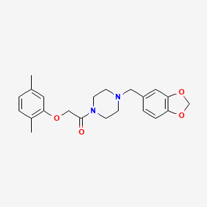 molecular formula C22H26N2O4 B3563571 1-[4-(1,3-Benzodioxol-5-ylmethyl)piperazin-1-yl]-2-(2,5-dimethylphenoxy)ethanone 