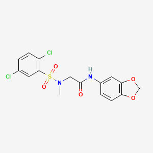 molecular formula C16H14Cl2N2O5S B3563675 N-1,3-benzodioxol-5-yl-N~2~-[(2,5-dichlorophenyl)sulfonyl]-N~2~-methylglycinamide 