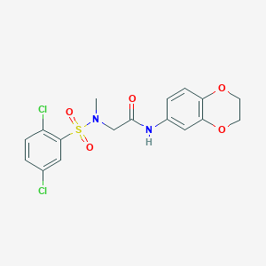 molecular formula C17H16Cl2N2O5S B3563706 N~2~-[(2,5-dichlorophenyl)sulfonyl]-N~1~-(2,3-dihydro-1,4-benzodioxin-6-yl)-N~2~-methylglycinamide 