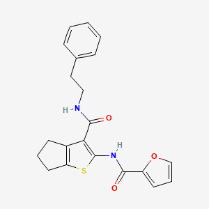 molecular formula C21H20N2O3S B3563733 N-{3-[(2-phenylethyl)carbamoyl]-4H,5H,6H-cyclopenta[b]thiophen-2-yl}furan-2-carboxamide 