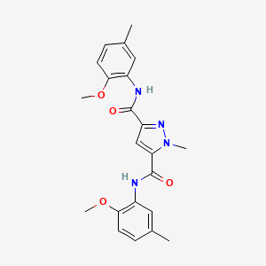 molecular formula C22H24N4O4 B3563816 N3,N5-BIS(2-METHOXY-5-METHYLPHENYL)-1-METHYL-1H-PYRAZOLE-3,5-DICARBOXAMIDE 