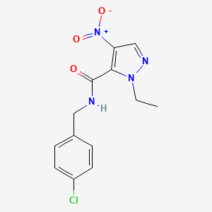 molecular formula C13H13ClN4O3 B3563937 N~5~-(4-CHLOROBENZYL)-1-ETHYL-4-NITRO-1H-PYRAZOLE-5-CARBOXAMIDE 