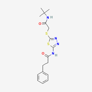 molecular formula C17H22N4O2S2 B3564073 N-(5-{[(TERT-BUTYLCARBAMOYL)METHYL]SULFANYL}-1,3,4-THIADIAZOL-2-YL)-3-PHENYLPROPANAMIDE 