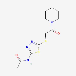 molecular formula C11H16N4O2S2 B3564083 N-(5-{[2-oxo-2-(piperidin-1-yl)ethyl]sulfanyl}-1,3,4-thiadiazol-2-yl)acetamide 