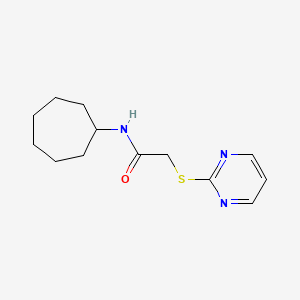 molecular formula C13H19N3OS B3564098 N-cycloheptyl-2-(pyrimidin-2-ylsulfanyl)acetamide 
