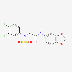 molecular formula C16H14Cl2N2O5S B3564104 N-(1,3-benzodioxol-5-yl)-2-(3,4-dichloro-N-methylsulfonylanilino)acetamide 