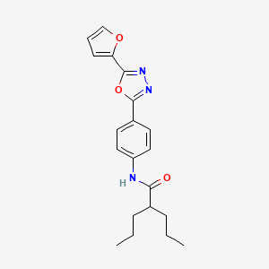 molecular formula C20H23N3O3 B3564173 N-{4-[5-(2-furyl)-1,3,4-oxadiazol-2-yl]phenyl}-2-propylpentanamide 