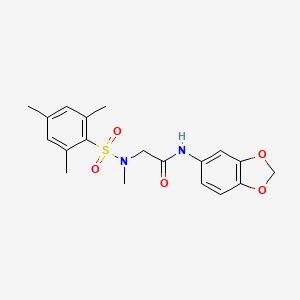 molecular formula C19H22N2O5S B3564267 N~1~-1,3-benzodioxol-5-yl-N~2~-(mesitylsulfonyl)-N~2~-methylglycinamide 