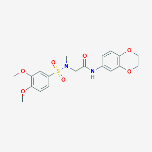 molecular formula C19H22N2O7S B3564274 N~1~-(2,3-dihydro-1,4-benzodioxin-6-yl)-N~2~-[(3,4-dimethoxyphenyl)sulfonyl]-N~2~-methylglycinamide 
