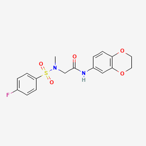 molecular formula C17H17FN2O5S B3564275 N-(2,3-dihydro-1,4-benzodioxin-6-yl)-2-(N-methyl-4-fluorobenzenesulfonamido)acetamide 