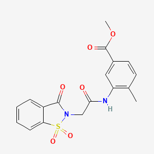 molecular formula C18H16N2O6S B3564356 METHYL 4-METHYL-3-{[2-(1,1,3-TRIOXO-1,3-DIHYDRO-2H-1,2-BENZISOTHIAZOL-2-YL)ACETYL]AMINO}BENZOATE 