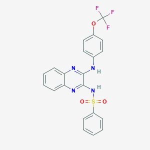 molecular formula C21H15F3N4O3S B356439 N-{3-[4-(trifluoromethoxy)anilino]-2-quinoxalinyl}benzenesulfonamide CAS No. 714948-88-6