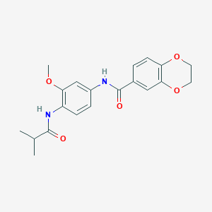molecular formula C20H22N2O5 B3564509 N-[4-(isobutyrylamino)-3-methoxyphenyl]-2,3-dihydro-1,4-benzodioxine-6-carboxamide 