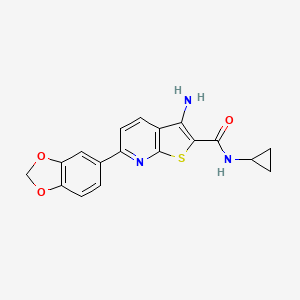 molecular formula C18H15N3O3S B3564561 3-amino-6-(1,3-benzodioxol-5-yl)-N-cyclopropylthieno[2,3-b]pyridine-2-carboxamide 