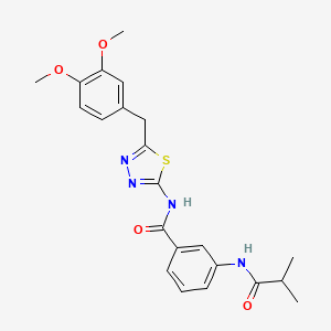 molecular formula C22H24N4O4S B3564672 N-{5-[(3,4-DIMETHOXYPHENYL)METHYL]-1,3,4-THIADIAZOL-2-YL}-3-(2-METHYLPROPANAMIDO)BENZAMIDE 