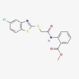 molecular formula C17H13ClN2O3S2 B3564687 methyl 2-({[(5-chloro-1,3-benzothiazol-2-yl)thio]acetyl}amino)benzoate 