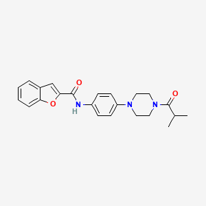 molecular formula C23H25N3O3 B3564748 N-{4-[4-(2-methylpropanoyl)piperazin-1-yl]phenyl}-1-benzofuran-2-carboxamide 