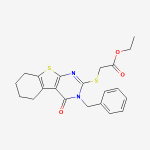 molecular formula C21H22N2O3S2 B3564818 Ethyl [(3-benzyl-4-oxo-3,4,5,6,7,8-hexahydro[1]benzothieno[2,3-d]pyrimidin-2-yl)sulfanyl]acetate 