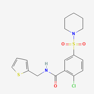 molecular formula C17H19ClN2O3S2 B3564904 2-chloro-5-(1-piperidinylsulfonyl)-N-(2-thienylmethyl)benzamide 