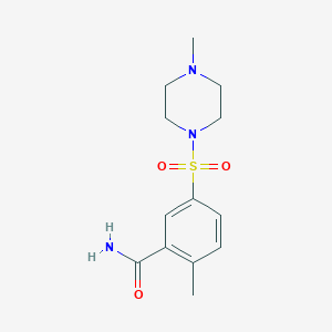 molecular formula C13H19N3O3S B3564914 2-Methyl-5-(4-methylpiperazin-1-yl)sulfonylbenzamide 