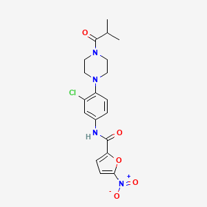molecular formula C19H21ClN4O5 B3564950 N-{3-chloro-4-[4-(2-methylpropanoyl)piperazin-1-yl]phenyl}-5-nitrofuran-2-carboxamide 