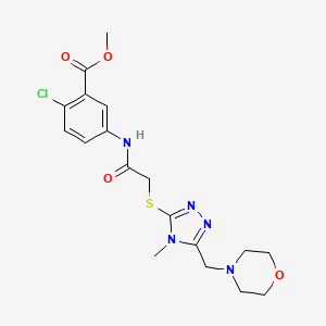 molecular formula C18H22ClN5O4S B3565025 methyl 2-chloro-5-[({[4-methyl-5-(4-morpholinylmethyl)-4H-1,2,4-triazol-3-yl]thio}acetyl)amino]benzoate 