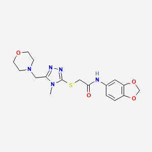 molecular formula C17H21N5O4S B3565033 N-1,3-benzodioxol-5-yl-2-{[4-methyl-5-(4-morpholinylmethyl)-4H-1,2,4-triazol-3-yl]thio}acetamide 