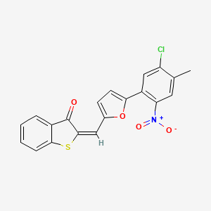 molecular formula C20H12ClNO4S B3565241 (2E)-2-[[5-(5-chloro-4-methyl-2-nitrophenyl)furan-2-yl]methylidene]-1-benzothiophen-3-one 