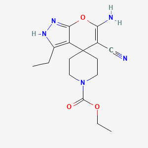 molecular formula C16H21N5O3 B3565257 ethyl 6-amino-5-cyano-3-ethylspiro[2H-pyrano[2,3-c]pyrazole-4,4'-piperidine]-1'-carboxylate 