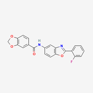 molecular formula C21H13FN2O4 B3565269 N-[2-(2-fluorophenyl)-1,3-benzoxazol-5-yl]-1,3-benzodioxole-5-carboxamide 